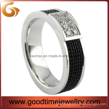 Black Wire Ring Jewelry with CZ Stones